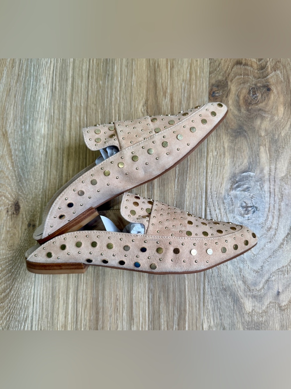 Kristin Cavallari for Chinese Laundry Studded Mule Loafers Nude Suede Size 7.5 - Picture 5 of 8